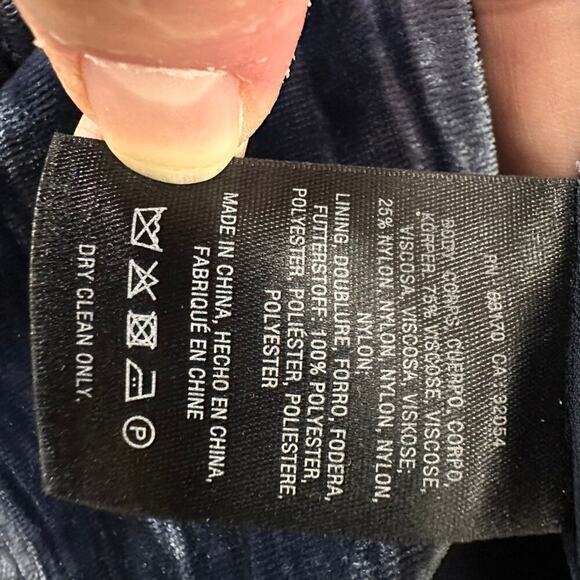 Anthropologie Flareat Shirt Dress Crushed Velvet Blue Short Sleeve Front Pockets - Picture 9 of 10